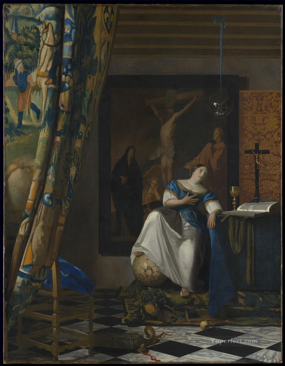 Alegoría de la Fe Barroca Johannes Vermeer Pintura al óleo